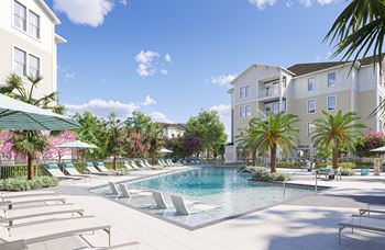 Resort style pool with tanning ledge & sundeck